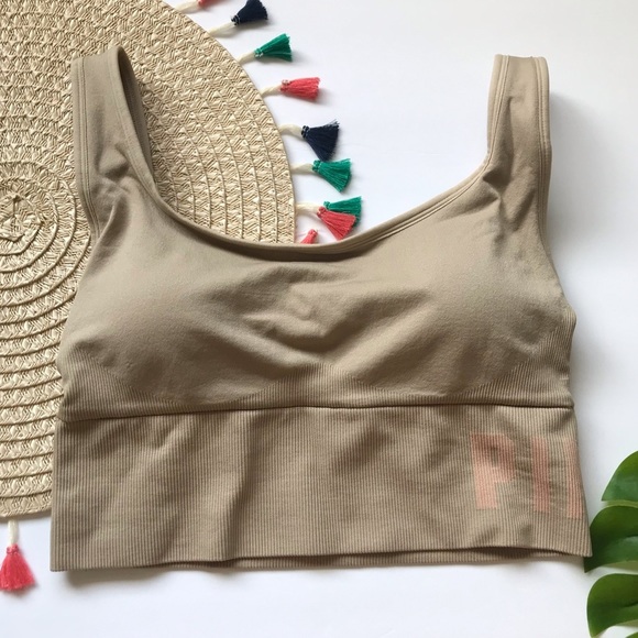 Victoria’s Secret PINK Seamless Scoop Crop Bra Hummus Large NEW - Picture 4 of 9